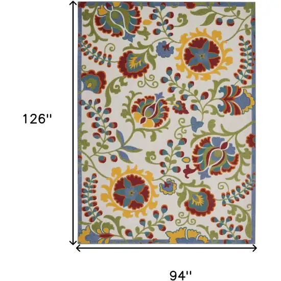 Green And Ivory Floral Indoor Outdoor Area Rug Photo 9