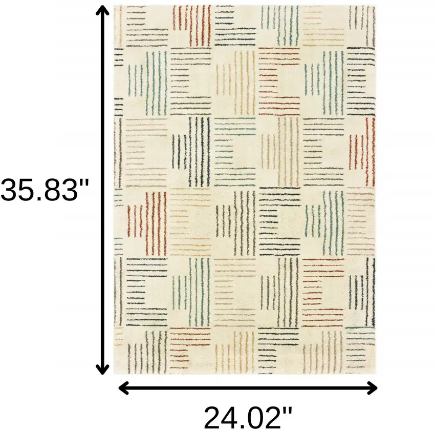 Ivory Blue And Red Geometric Area Rug Photo 3