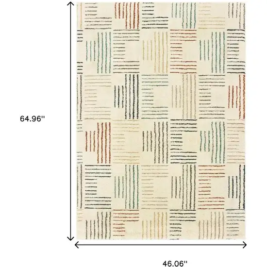 Ivory Blue And Red Geometric Area Rug Photo 3