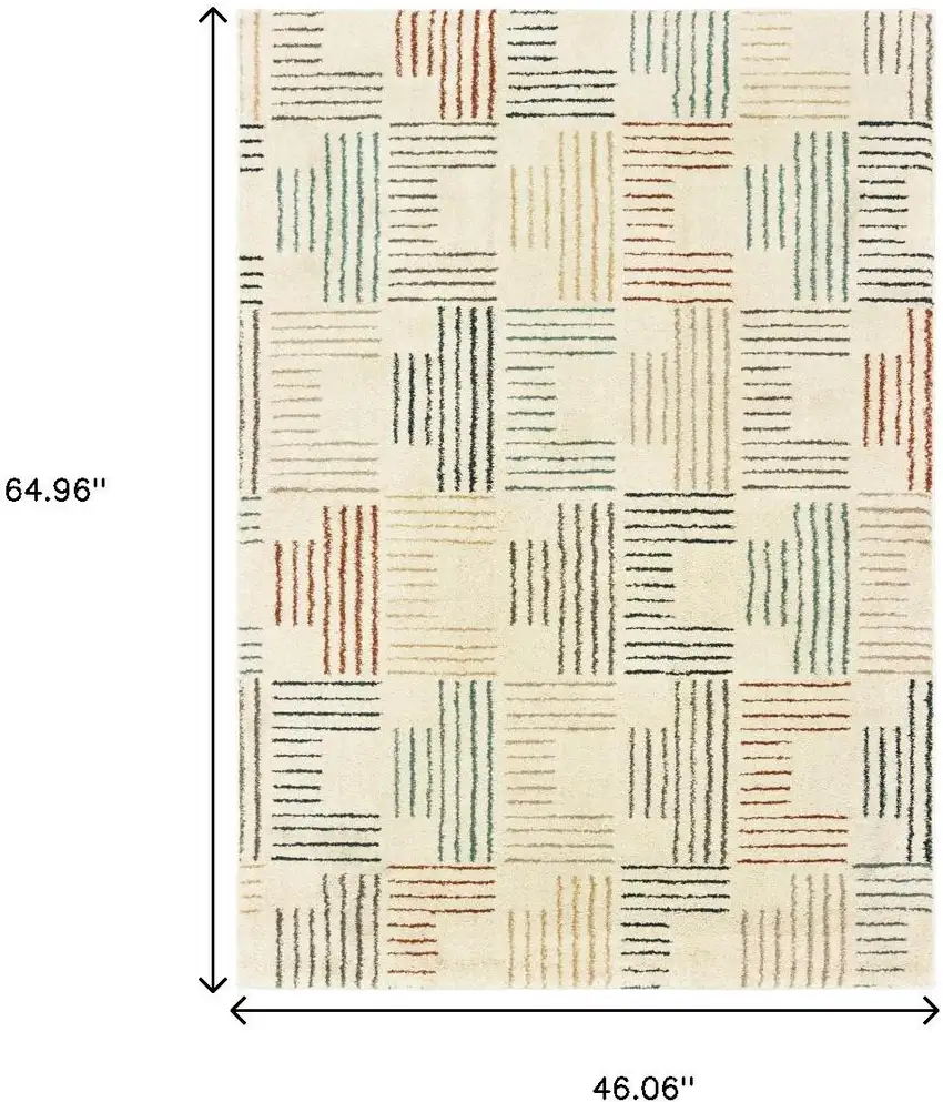 Ivory Blue And Red Geometric Area Rug Photo 3