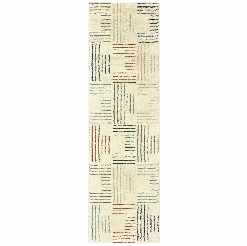 Ivory Multi Neutral Tone Scratch Indoor Runner Rug Photo 5