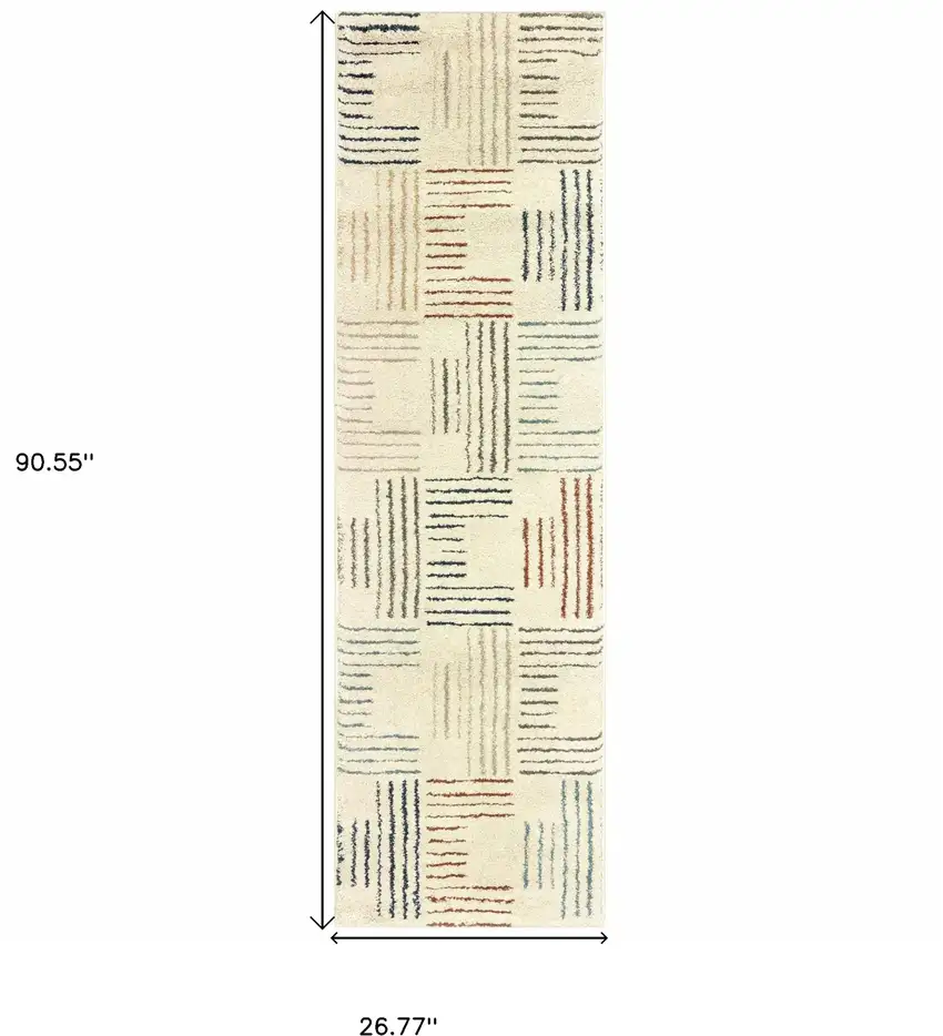 Ivory Multi Neutral Tone Scratch Indoor Runner Rug Photo 6