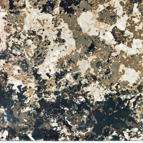 Ivory And Navy Blue Abstract Area Rug Photo 5