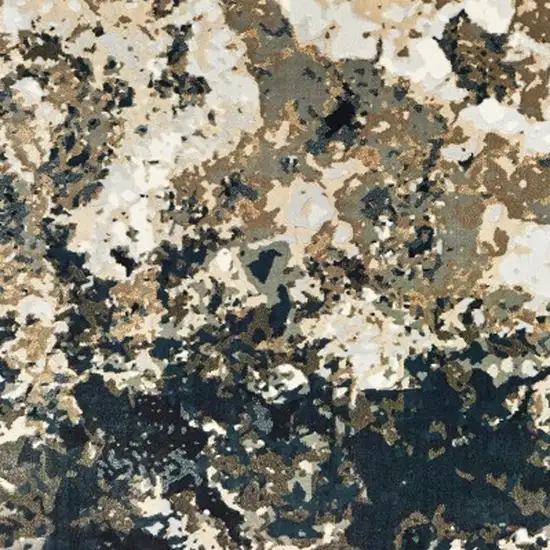 Ivory And Navy Blue Abstract Area Rug Photo 4