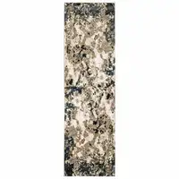 Photo of Ivory Navy Abstract Marble Indoor Runner Rug
