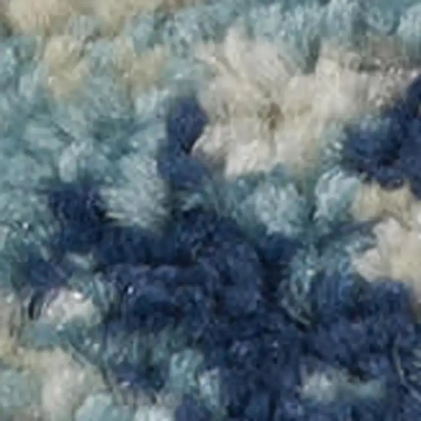 Ivory Navy Blue And Light Blue Floral Area Rug Photo 6