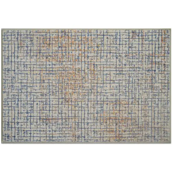 Ivory Navy Blue And Rust Crosshatch Area Rug Photo 2