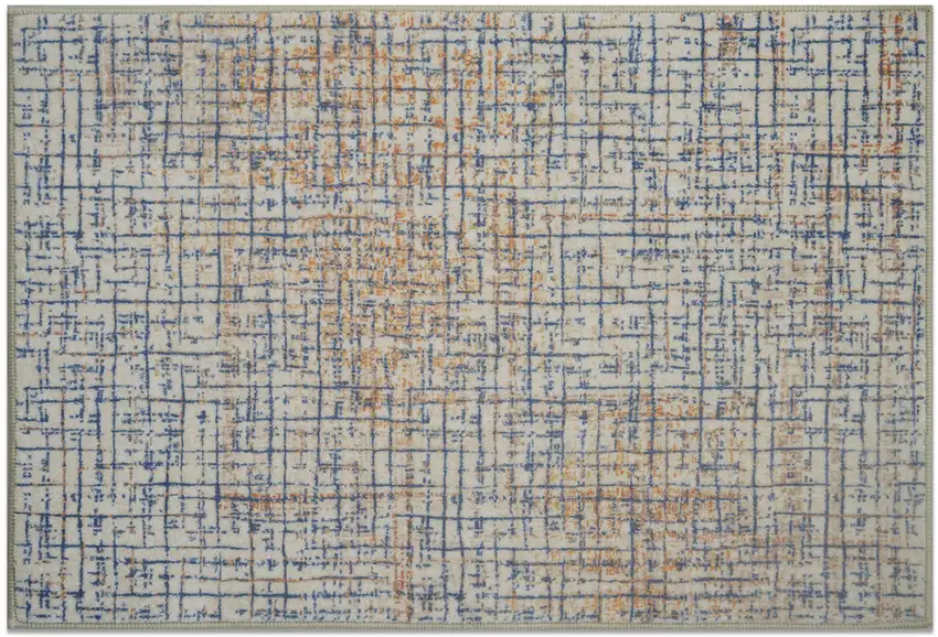 Ivory Navy Blue And Rust Crosshatch Area Rug Photo 2