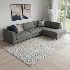 Photo of Ivory Navy Blue And Rust Crosshatch Area Rug