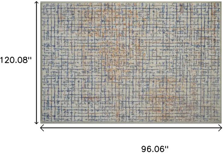 Ivory Navy Blue And Rust Crosshatch Area Rug Photo 3