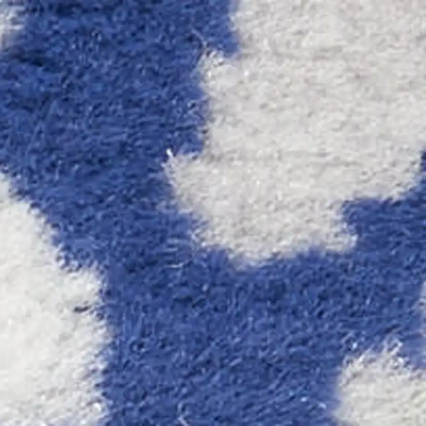 Ivory Navy Blue and Beige Floral Medallion Distressed Non Skid Area Rug Photo 3