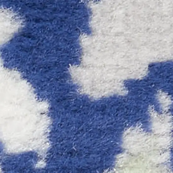 Ivory Navy Blue and Beige Floral Medallion Distressed Non Skid Area Rug Photo 4