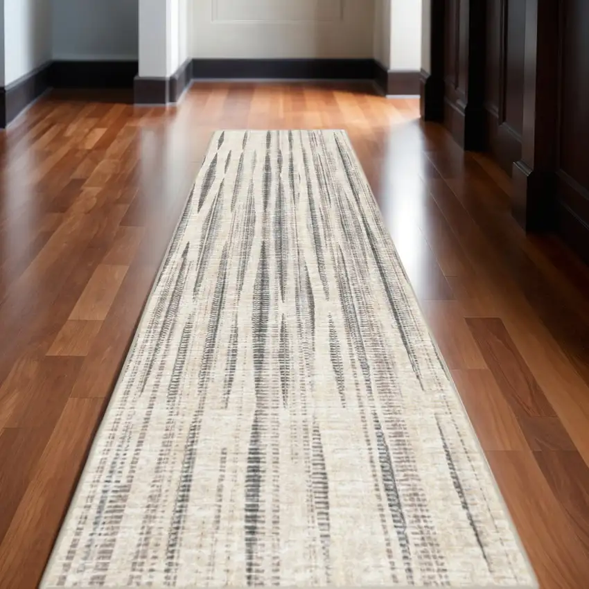 3' X 12' Ivory Ombre Tufted Handmade Runner Rug Photo 1