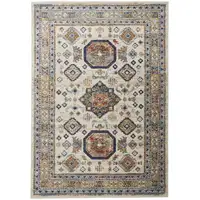 Photo of Ivory Orange And Blue Floral Stain Resistant Area Rug