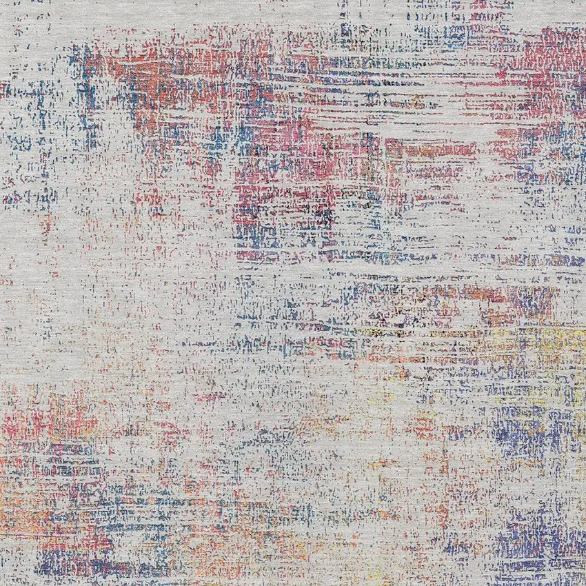 Ivory Orange And Blush Abstract Washable Indoor Outdoor Area Rug Photo 5