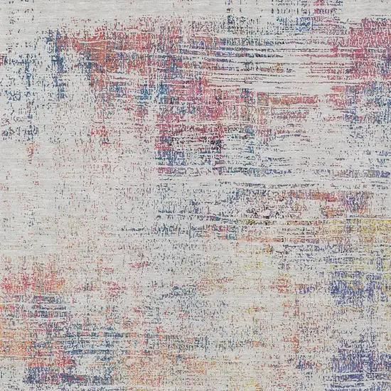 Ivory Orange And Blush Abstract Washable Indoor Outdoor Area Rug Photo 5