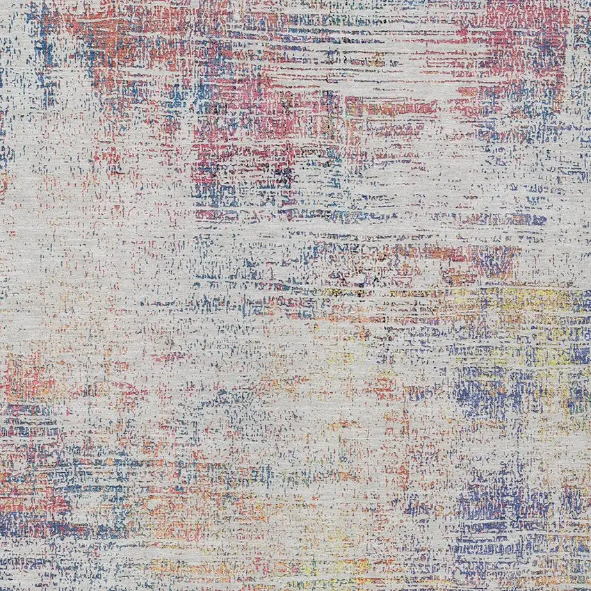 Ivory Orange And Blush Abstract Washable Indoor Outdoor Area Rug Photo 3