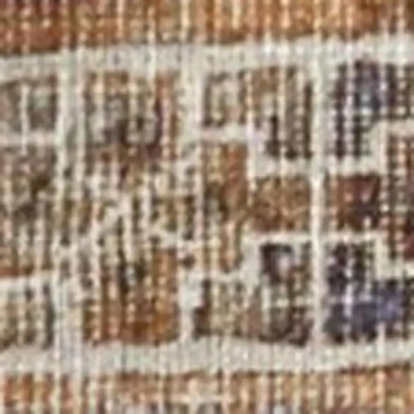 Brown Ivory And Orange Medallion Area Rug Photo 6