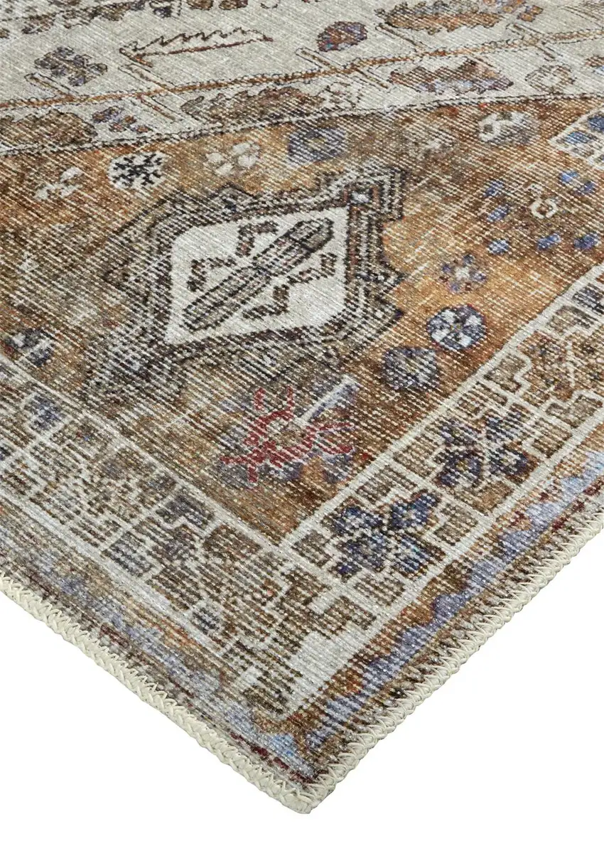Ivory Orange And Brown Abstract Area Rug Photo 4