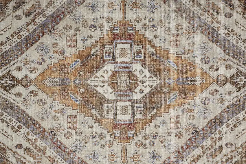 Ivory Orange And Brown Abstract Area Rug Photo 5