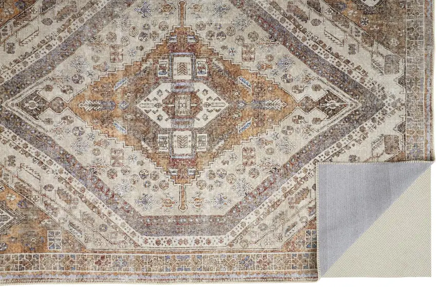 Ivory Orange And Brown Abstract Area Rug Photo 1