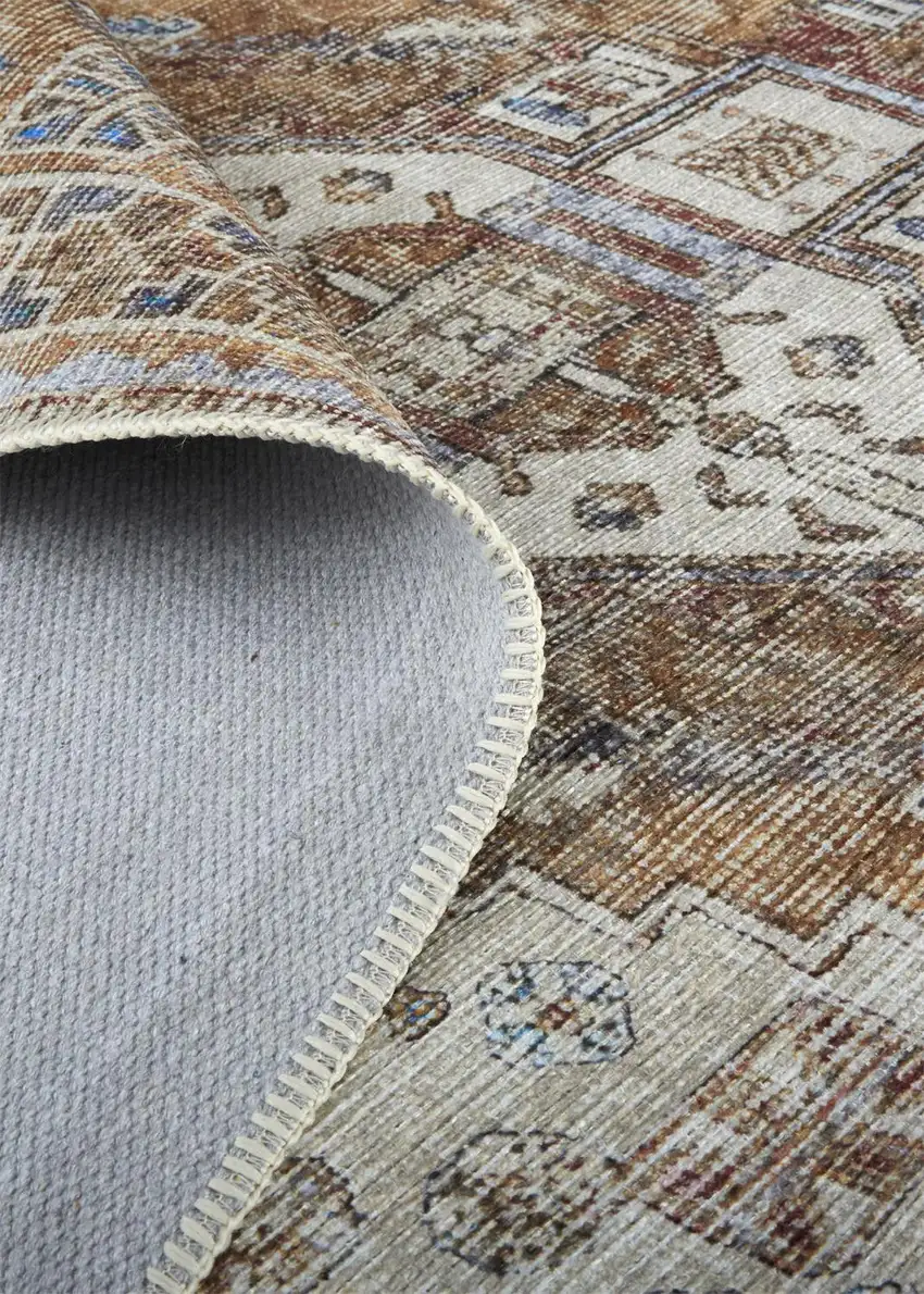 Ivory Orange And Brown Abstract Area Rug Photo 6