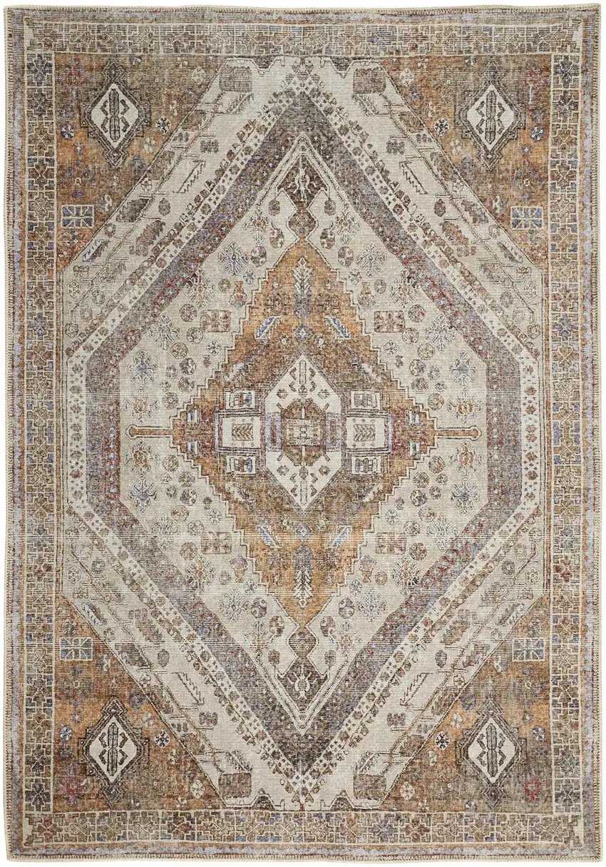 Brown and Ivory Abstract Area Rug Photo 8