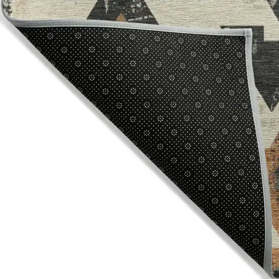 Ivory Orange And Charcoal Aztec Washable Indoor Outdoor Area Rug Photo 5