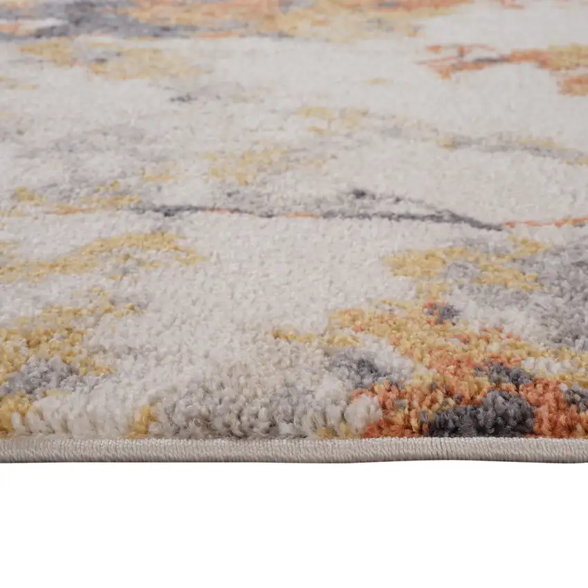 Ivory Orange And Gray Abstract Runner Rug Photo 6