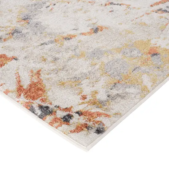Ivory Orange And Gray Abstract Runner Rug Photo 7