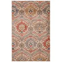 Photo of Ivory Orange And Gray Floral Stain Resistant Area Rug