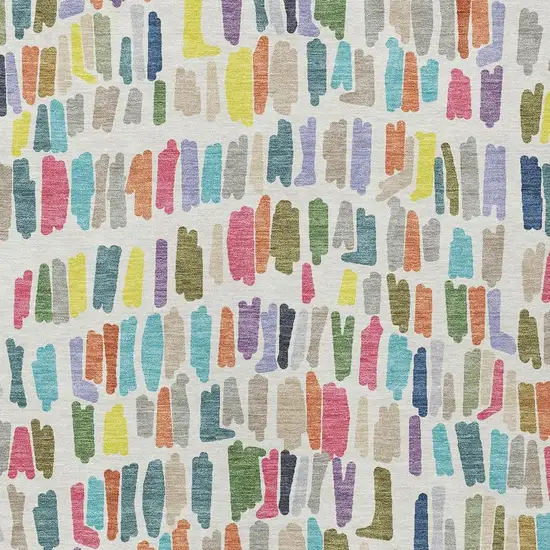 Ivory Orange And Green Striped Washable Indoor Outdoor Area Rug Photo 2