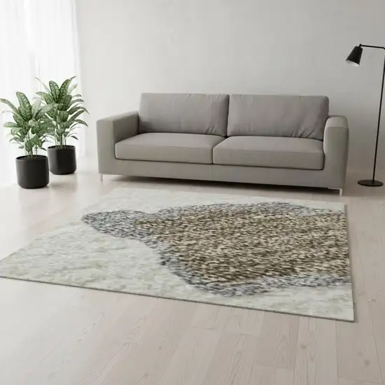 Ivory Orange Blue And Green Abstract Washable Area Rug With UV Protection Photo 2