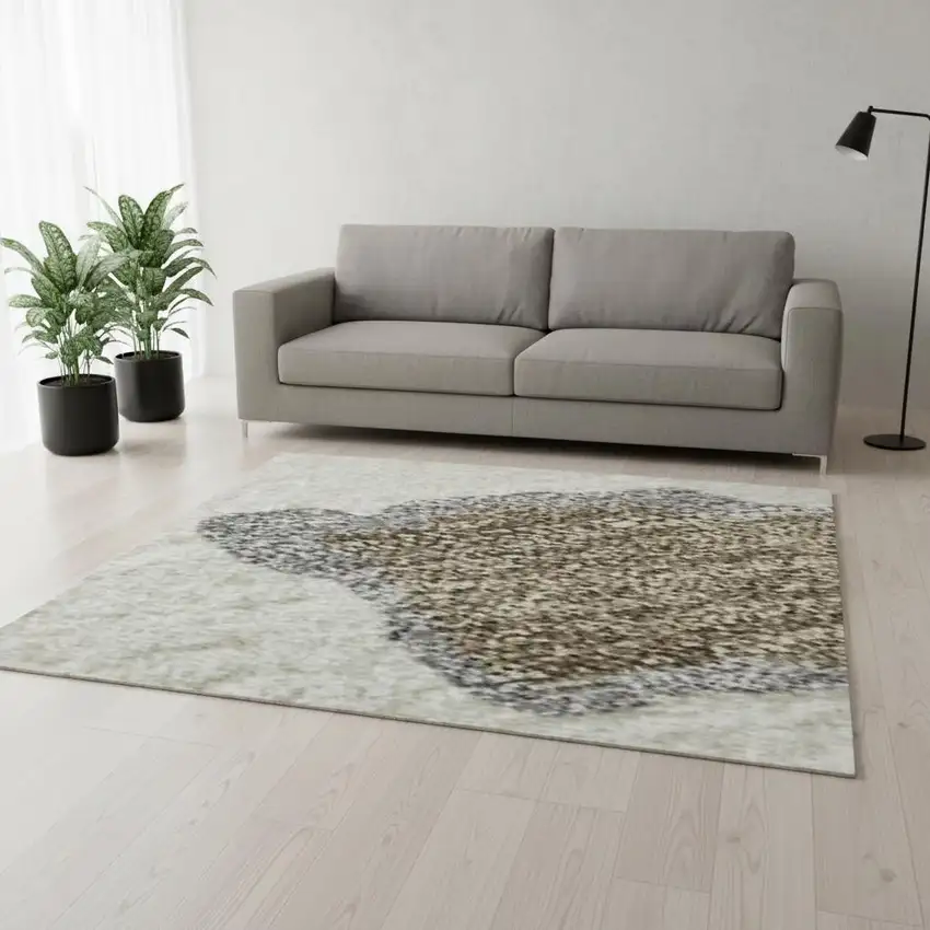 Ivory Orange Blue And Green Abstract Washable Area Rug With UV Protection Photo 2