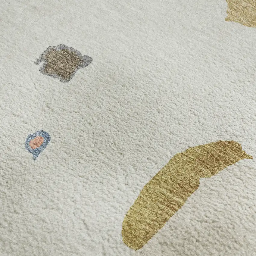 Ivory Orange Blue And Green Abstract Washable Area Rug With UV Protection Photo 3