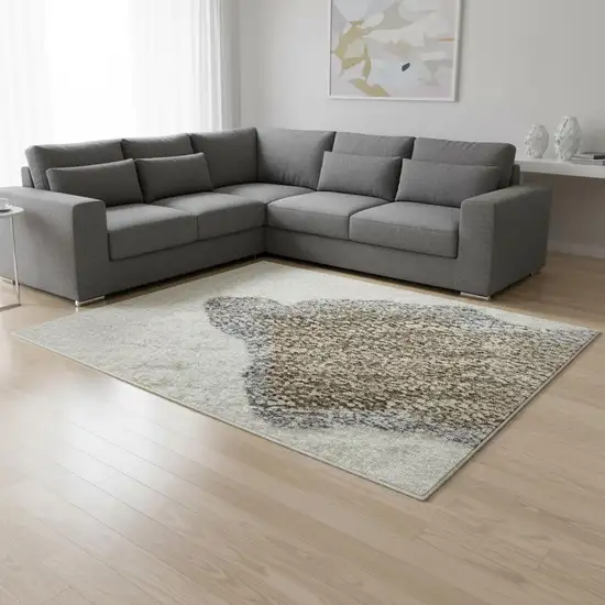 Ivory Orange Blue And Green Abstract Washable Area Rug With UV Protection Photo 2