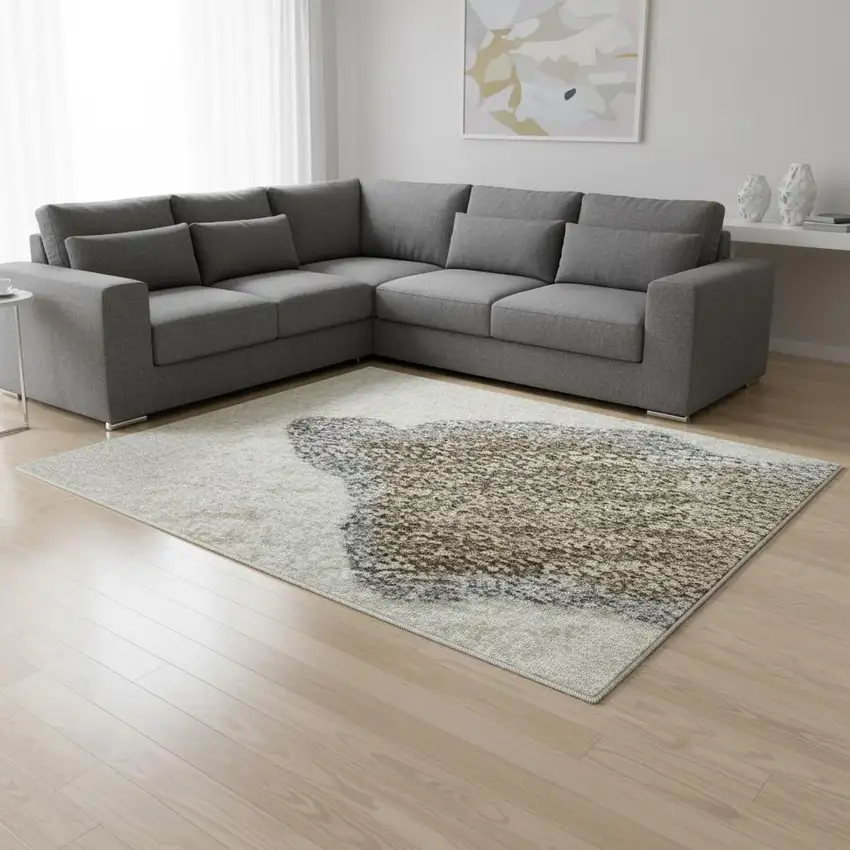 Ivory Orange Blue And Green Abstract Washable Area Rug With UV Protection Photo 2