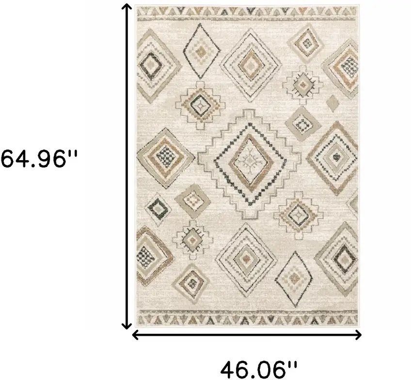 Ivory Orange Tan Black And Grey Southwestern Power Loom Stain Resistant Area Rug Photo 9