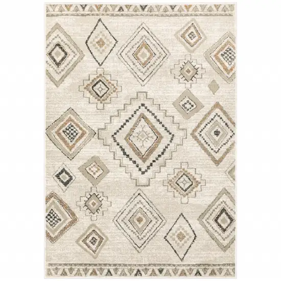 Ivory Orange Tan Black And Grey Southwestern Power Loom Stain Resistant Area Rug Photo 2