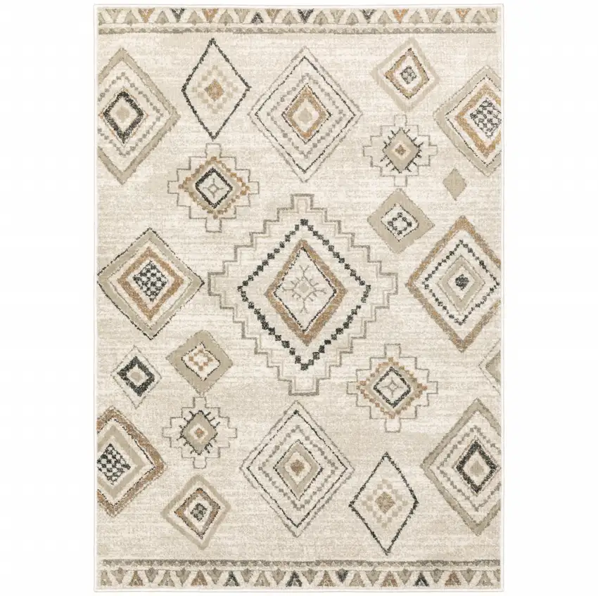 Ivory Orange Tan Black And Grey Southwestern Power Loom Stain Resistant Area Rug Photo 2