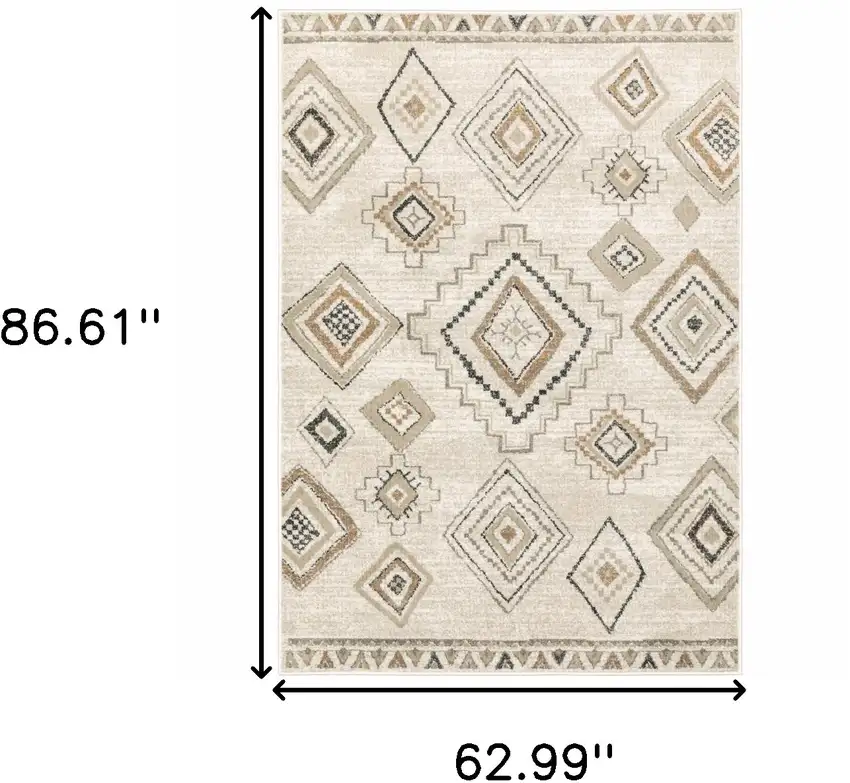 Ivory Orange Tan Black And Grey Southwestern Power Loom Stain Resistant Area Rug Photo 9