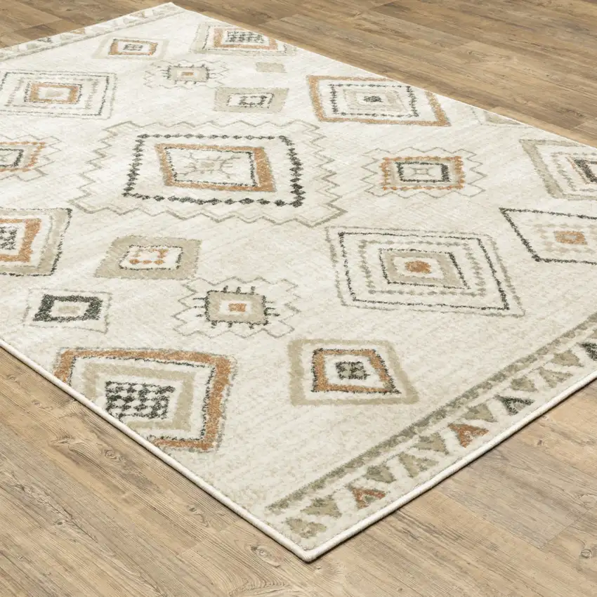 Orange And Ivory Southwestern Area Rug Photo 8