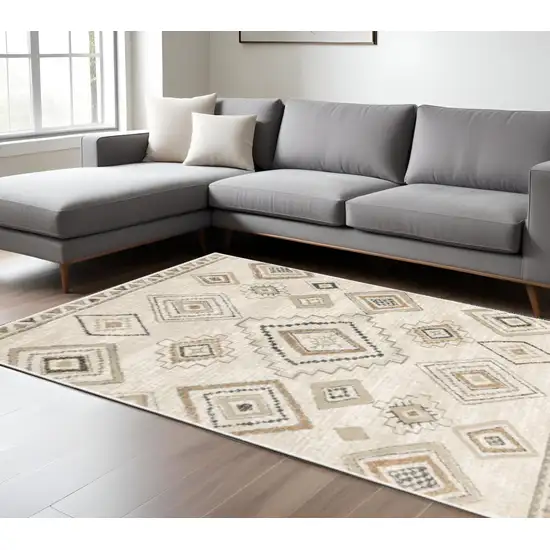 Orange And Ivory Southwestern Area Rug Photo 1