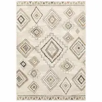 Photo of Ivory Orange Tan Black And Grey Southwestern Power Loom Stain Resistant Area Rug
