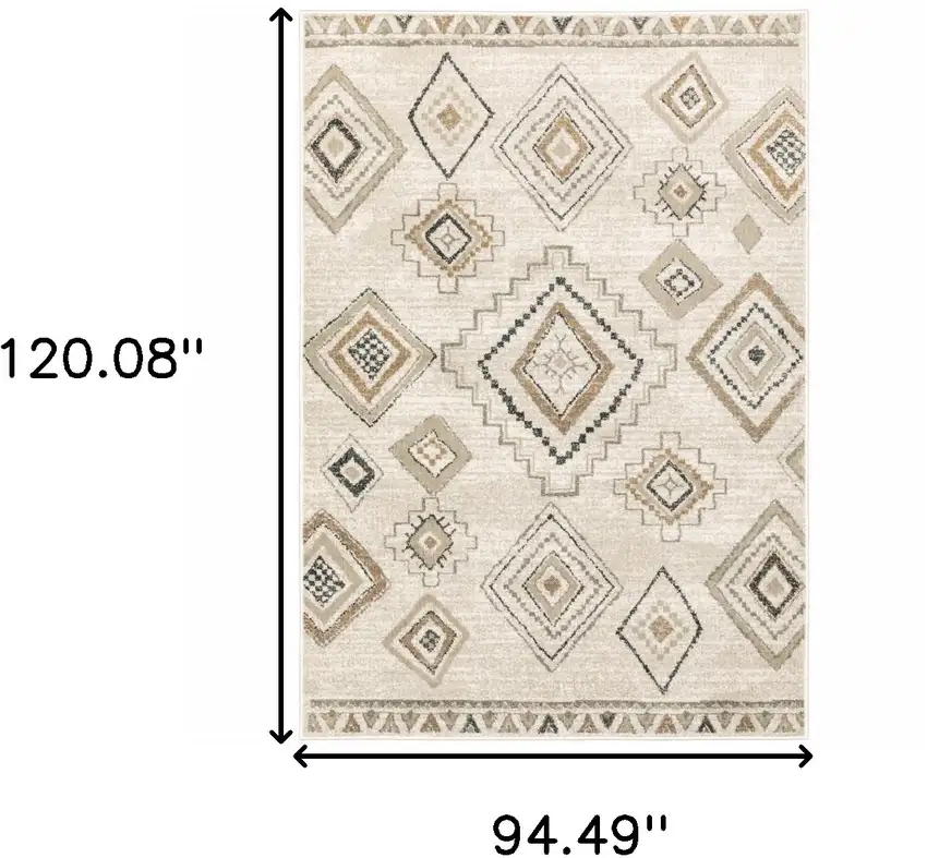 Ivory Orange Tan Black And Grey Southwestern Power Loom Stain Resistant Area Rug Photo 9