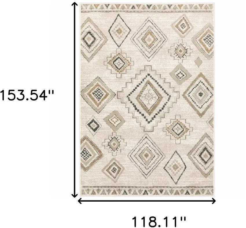 Ivory Orange Tan Black And Grey Southwestern Power Loom Stain Resistant Area Rug Photo 9