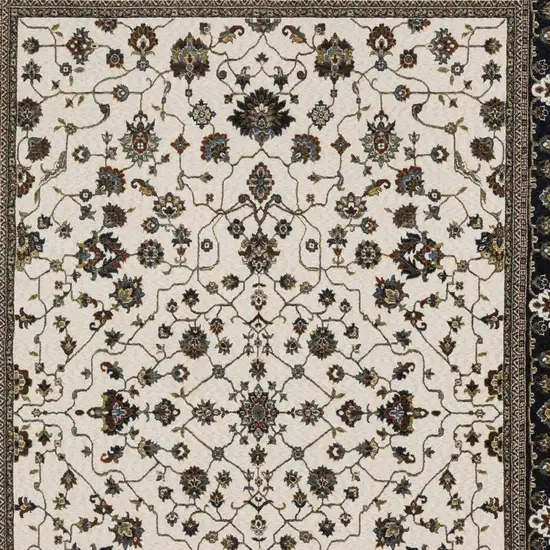 Ivory Oriental Area Rug With Fringe Photo 5