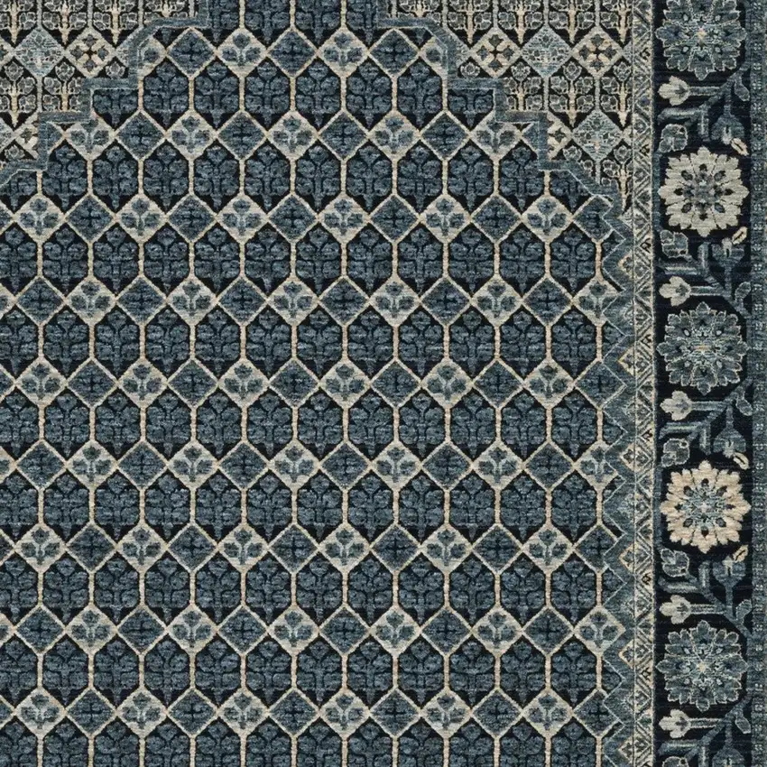 Ivory Oriental Area Rug With Fringe Photo 7
