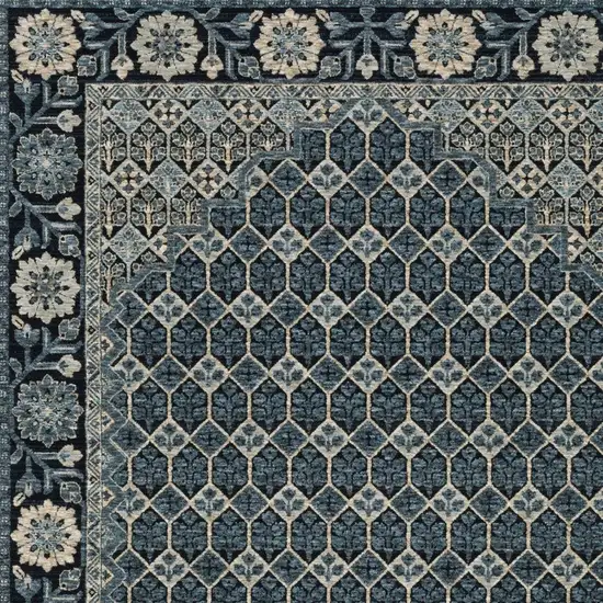 Ivory Oriental Area Rug With Fringe Photo 7