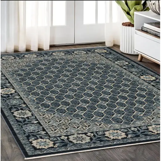 Ivory Oriental Area Rug With Fringe Photo 1